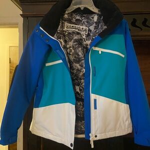 Body Glove blue teal snow jacket Gray and Black Quilted interior